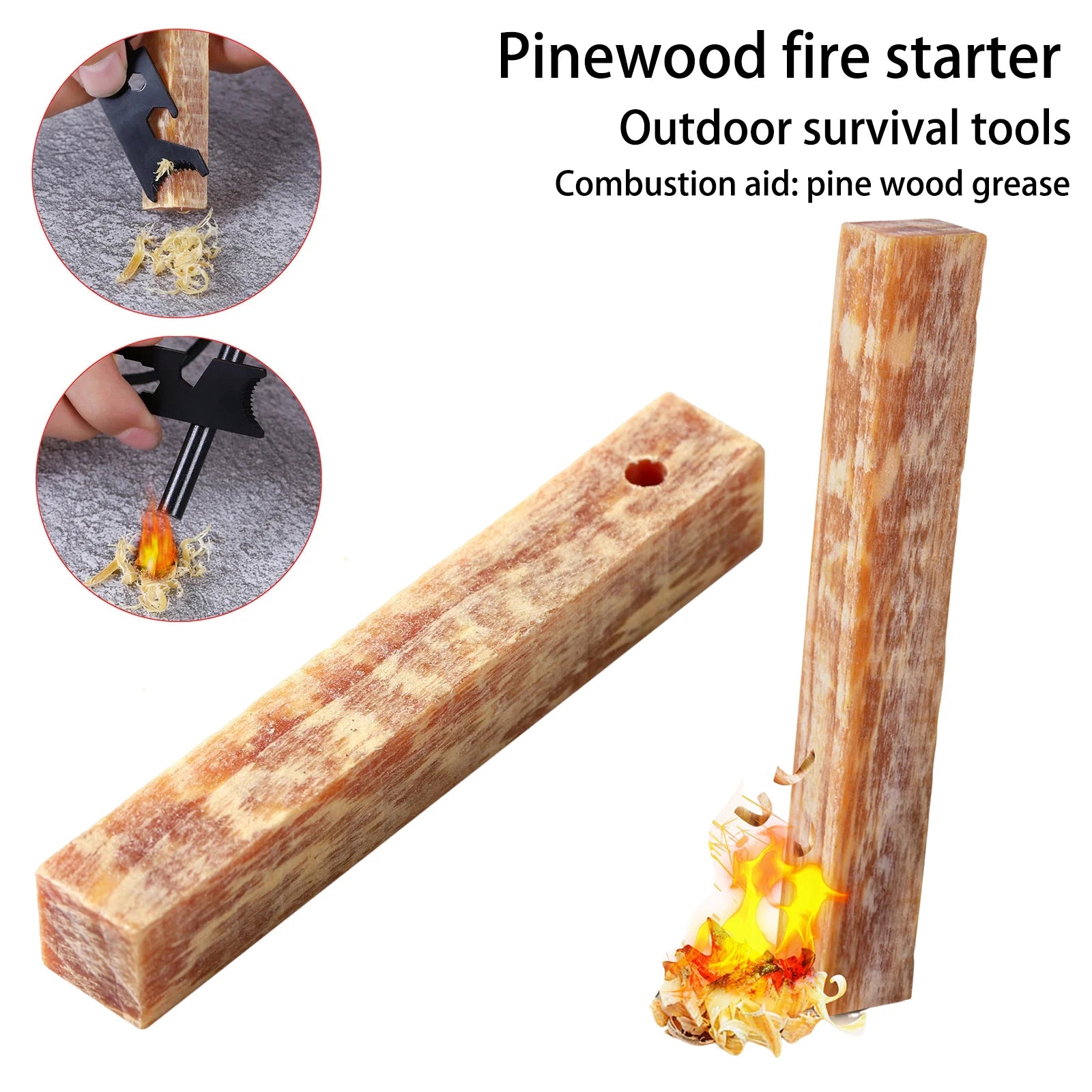 Rafford 2Pcs Natural Pine Wood Fire Starter Matches