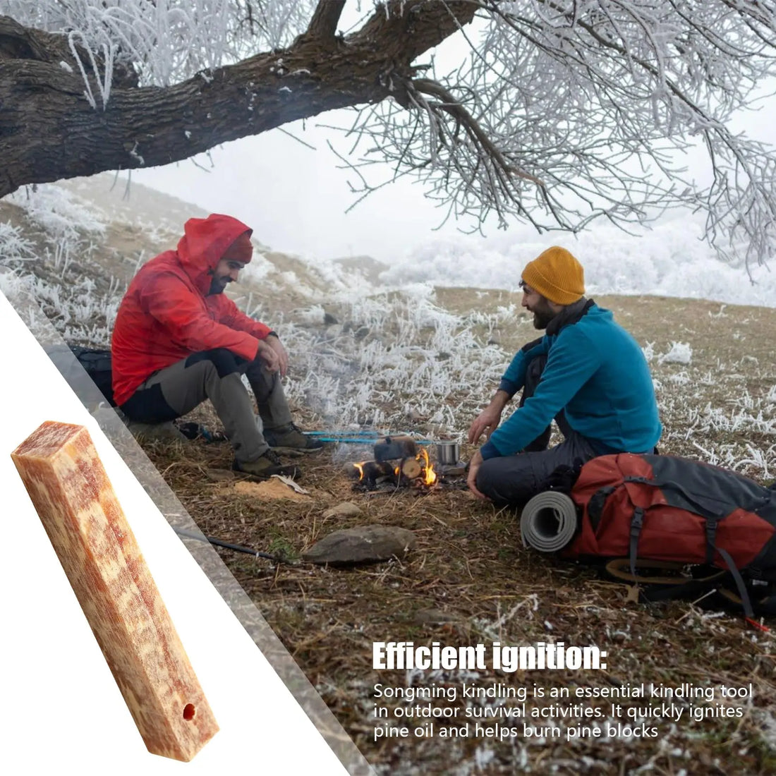 Rafford 2Pcs Natural Pine Wood Fire Starter Matches