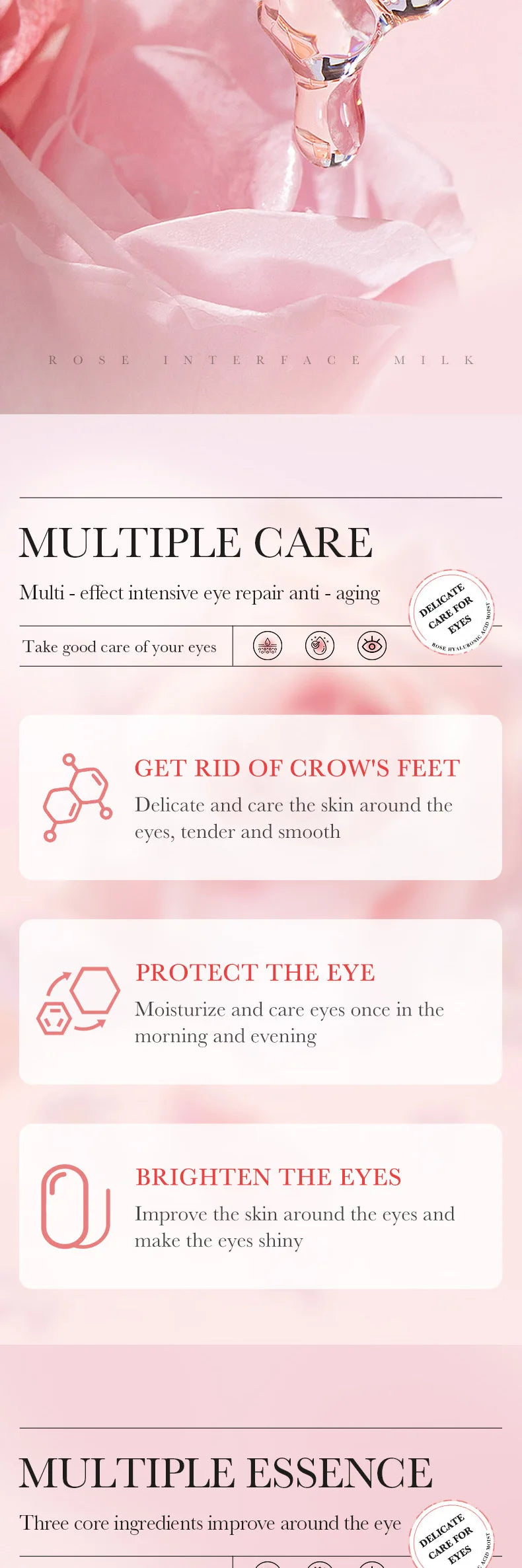 60pcs BIOAQUA Rose Hyaluronic Acid Eye Masks