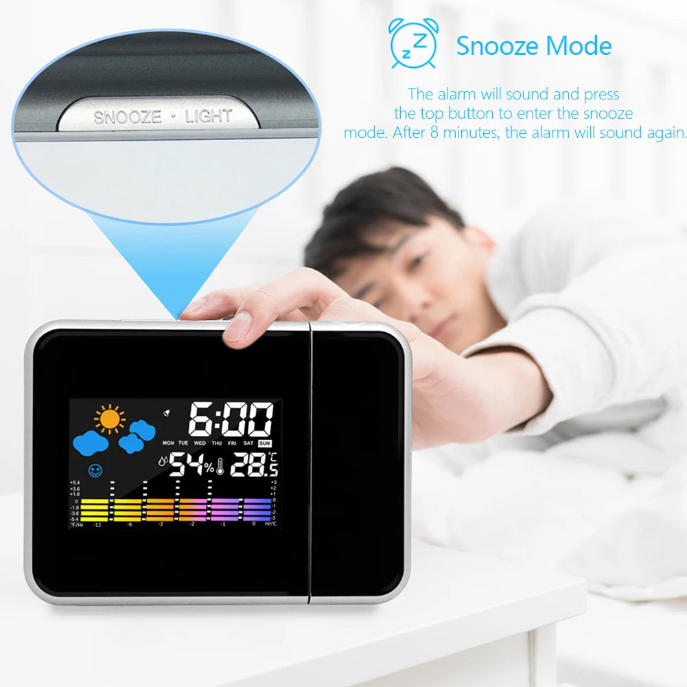 Smart Digital Alarm Clock with LED Projector & Night Backlight