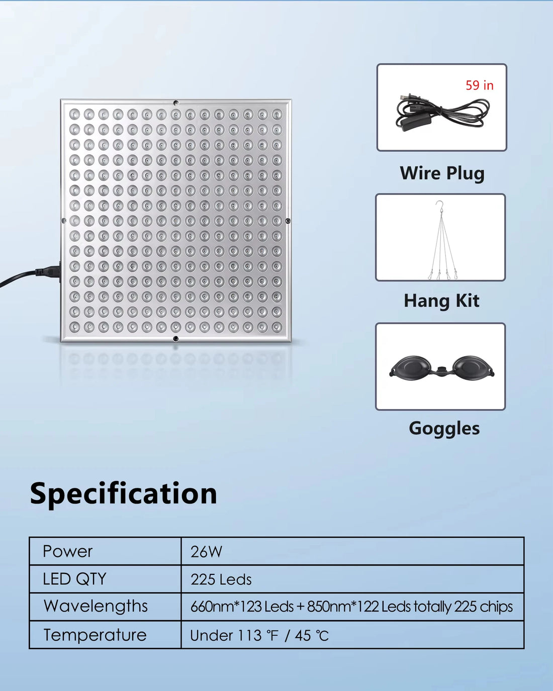 225 LED Red Light Therapy Panel for Face & Body