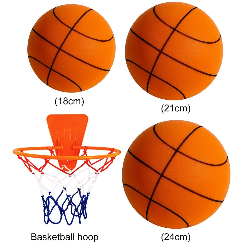 21cm Silent Grip Basketball – Size 5 (Black with Rim)