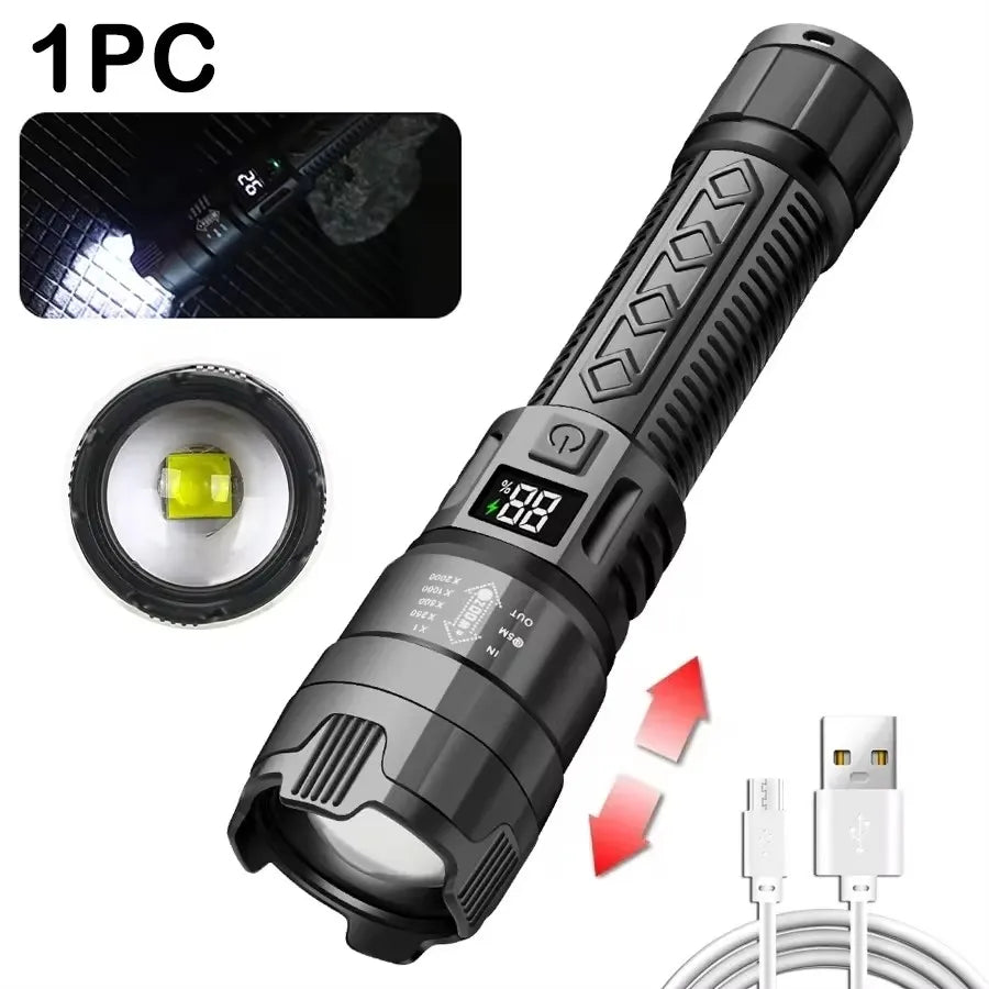 1,600,000LM USB Rechargeable LED Tactical Flashlight