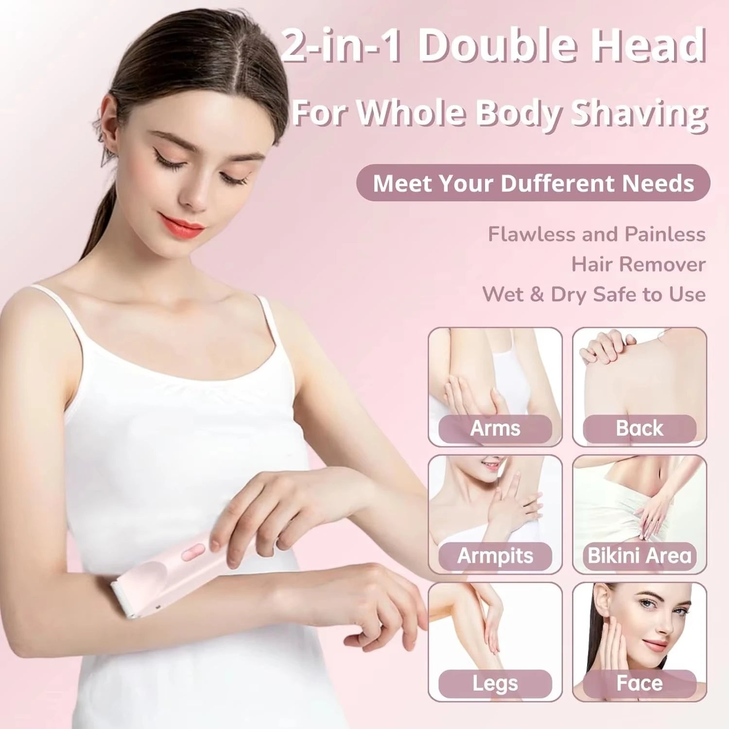 2-in-1 Electric Razor & Bikini Trimmer for Women