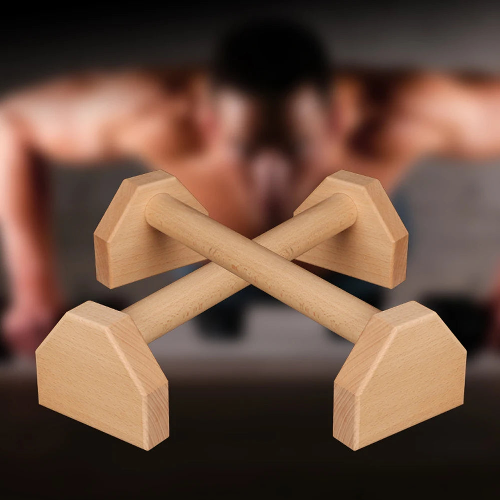 Wooden Push-Up Bars with Non-Slip Base