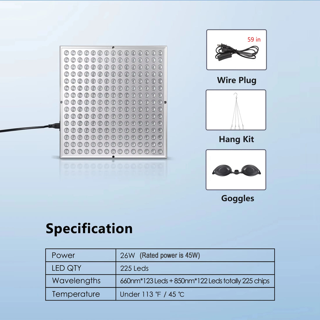 225 LED Red Light Therapy Panel for Face & Body