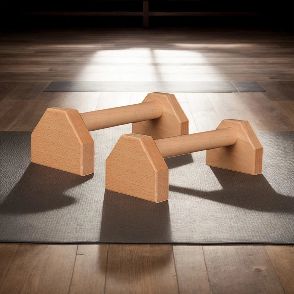 Wooden Push-Up Bars with Non-Slip Base
