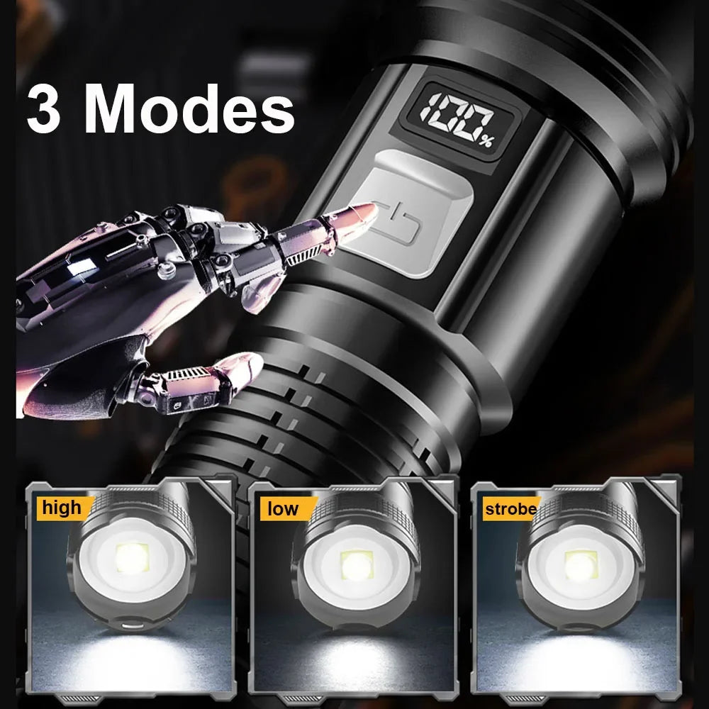 1,600,000LM USB Rechargeable LED Tactical Flashlight