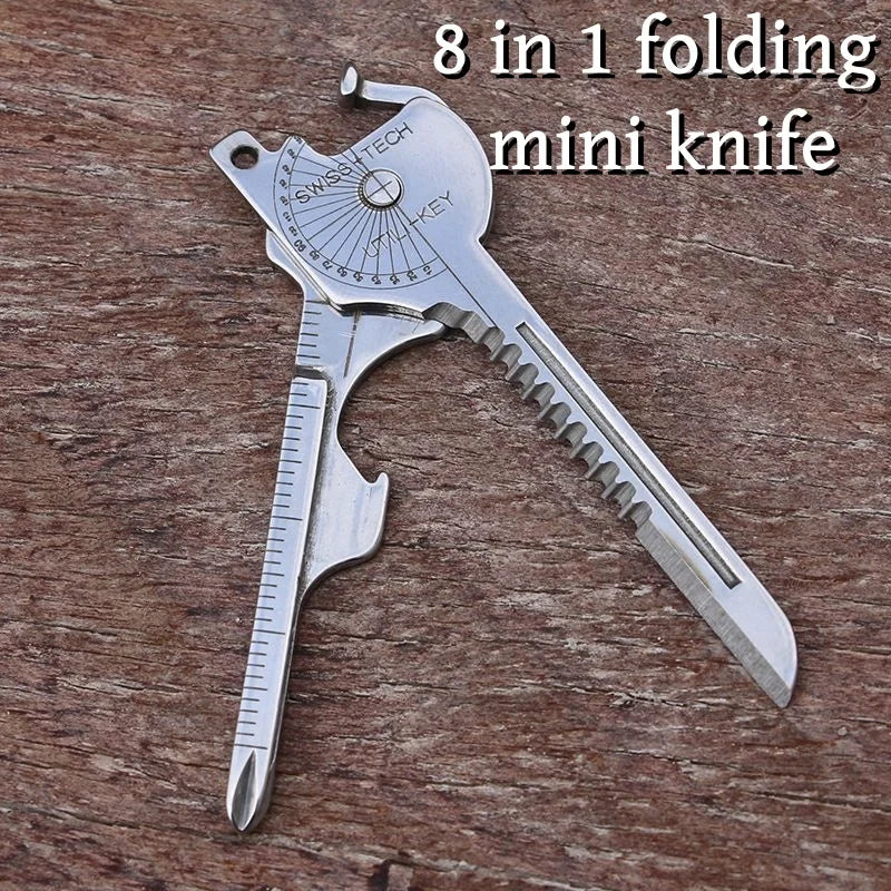 8-in-1 Multi-Tool Keychain for Camping & Survival