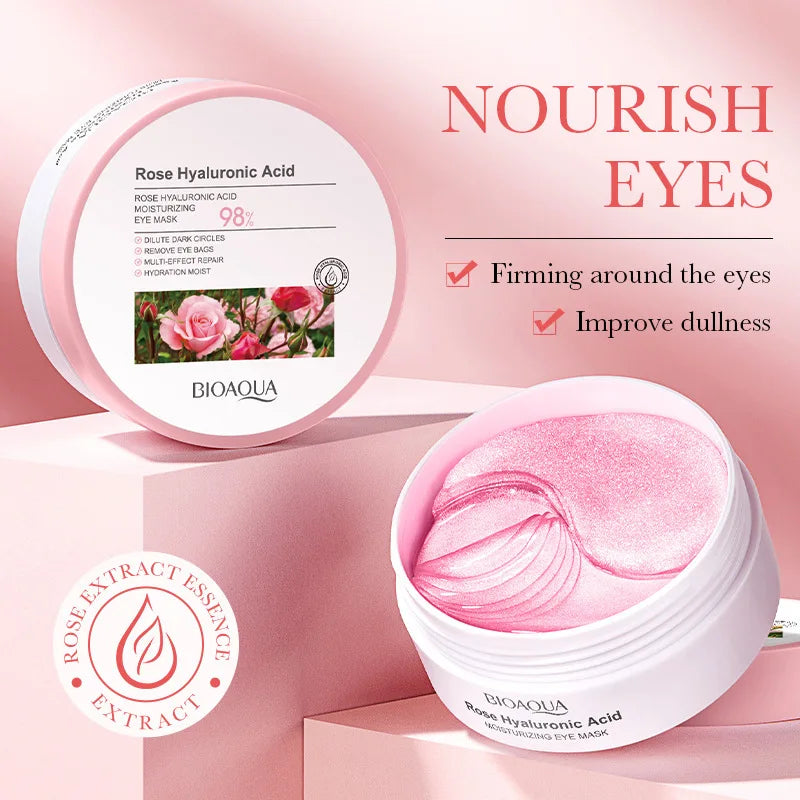 60pcs BIOAQUA Rose Hyaluronic Acid Eye Masks