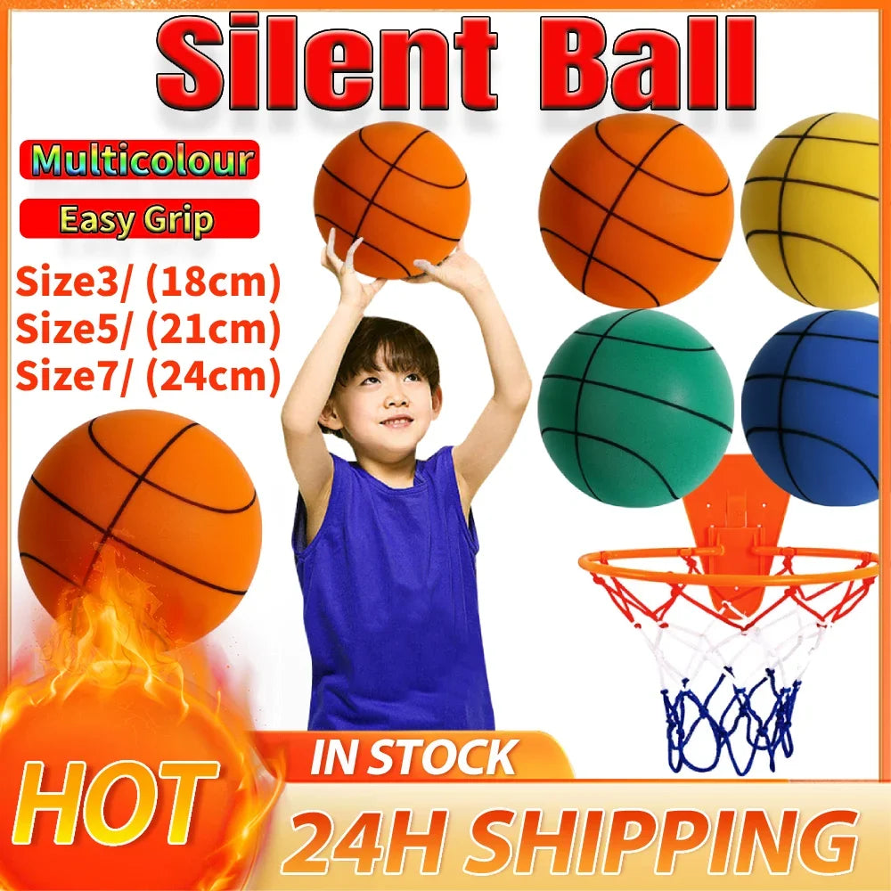 21cm Silent Grip Basketball – Size 5 (Black with Rim)