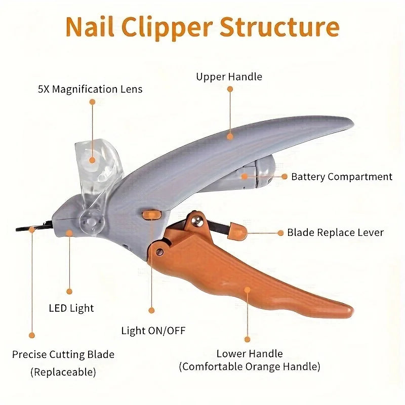 LED Pet Nail Clipper with Light for Cats & Dogs