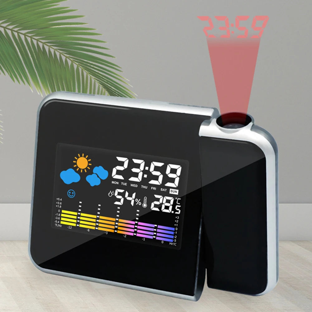 Smart Digital Alarm Clock with LED Projector & Night Backlight