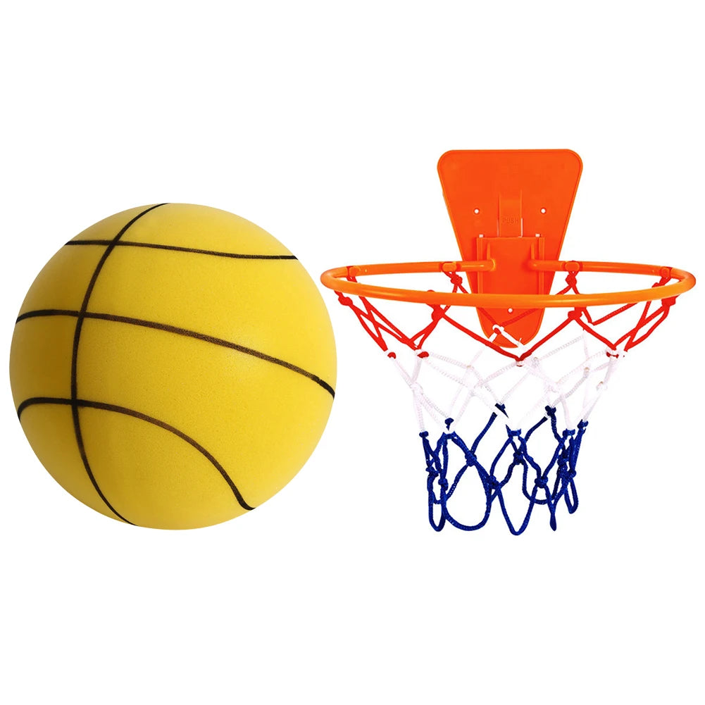 21cm Silent Grip Basketball – Size 5 (Black with Rim)