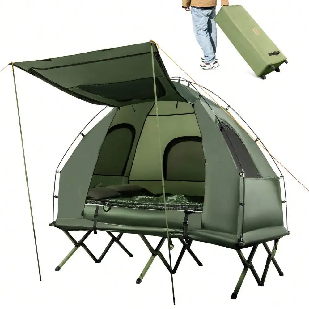 2-Person Pop-Up Tent Cot with Air Mattress & Sleeping Bag