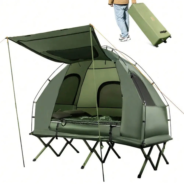 2-Person Pop-Up Tent Cot with Air Mattress & Sleeping Bag