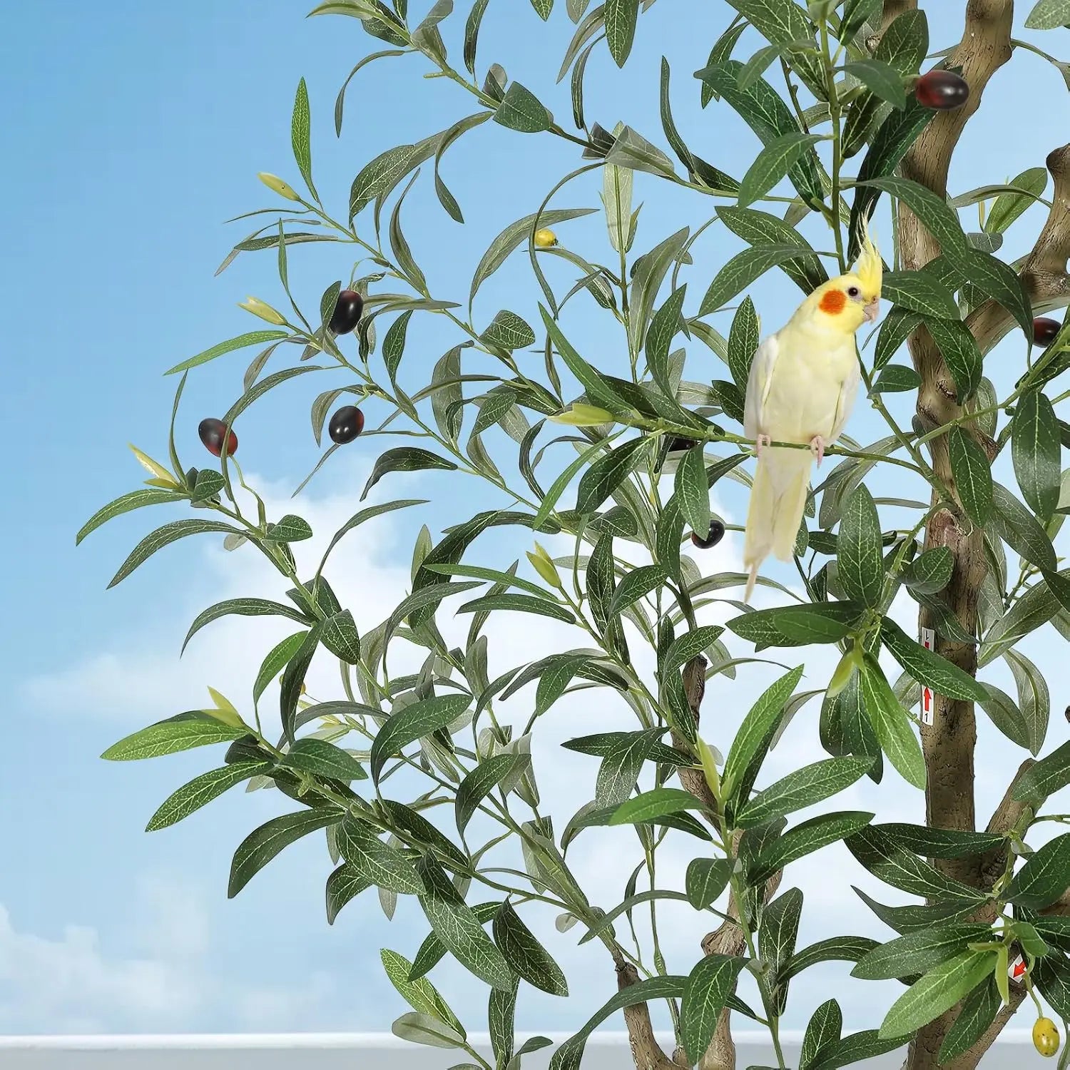 5-7ft Artificial Olive Tree with White Planter