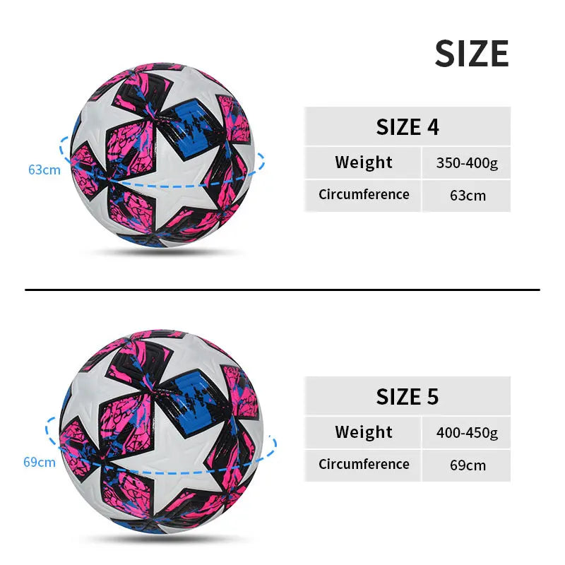 Size 4/5 PU Seamless Soccer Ball – Match & Training