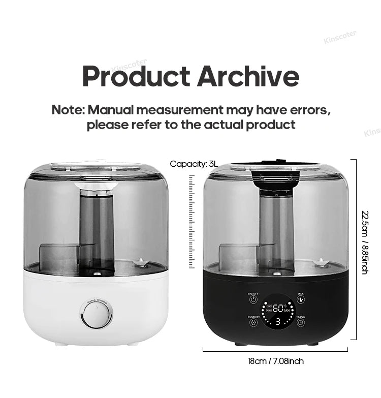 KINSCOTER 3L Air Humidifier with Remote & Timer