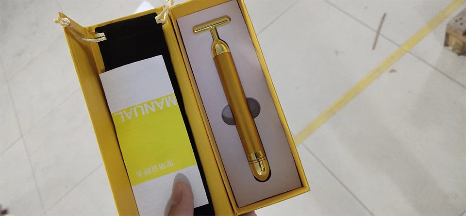 24K Gold T-Shape Vibrating Face Roller