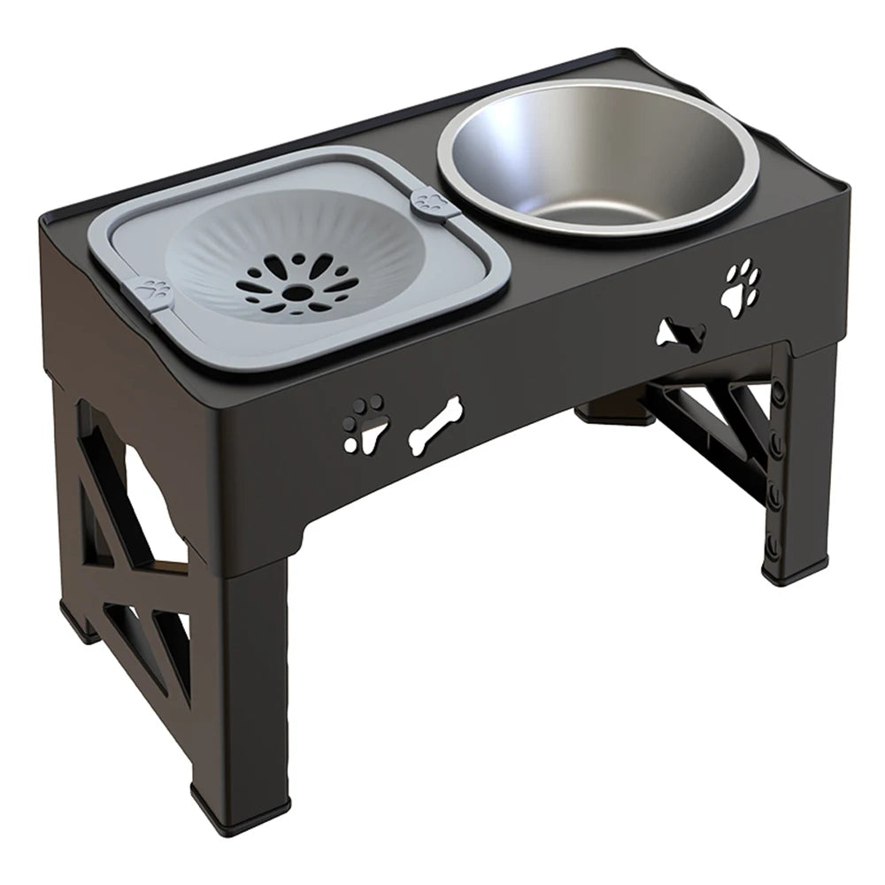 3-in-1 Adjustable Height Pet Feeder with Double Bowls