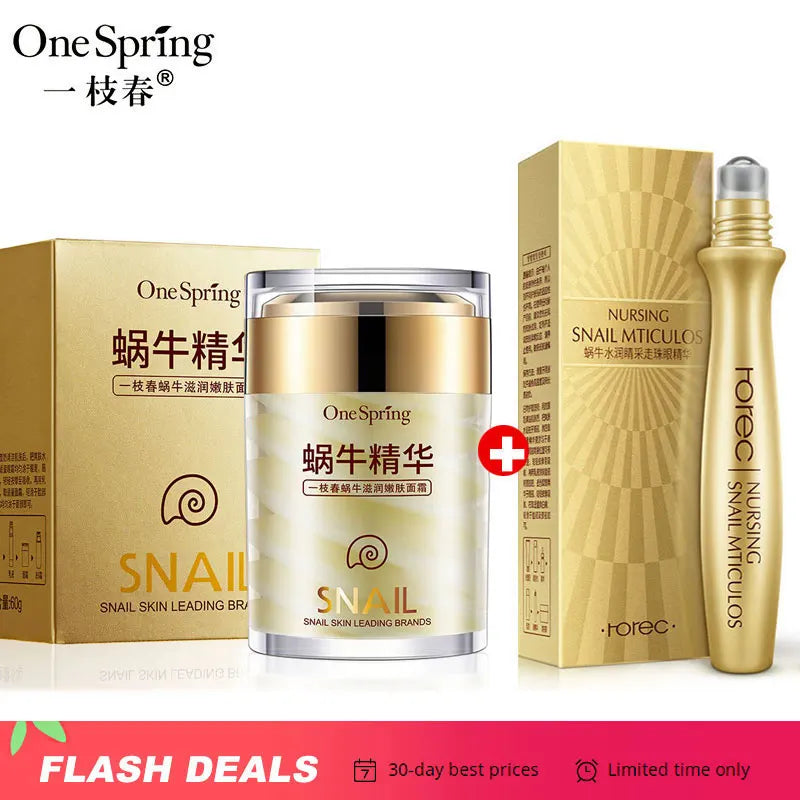 Snail Face Cream & Retinol Eye Massage Roller Set