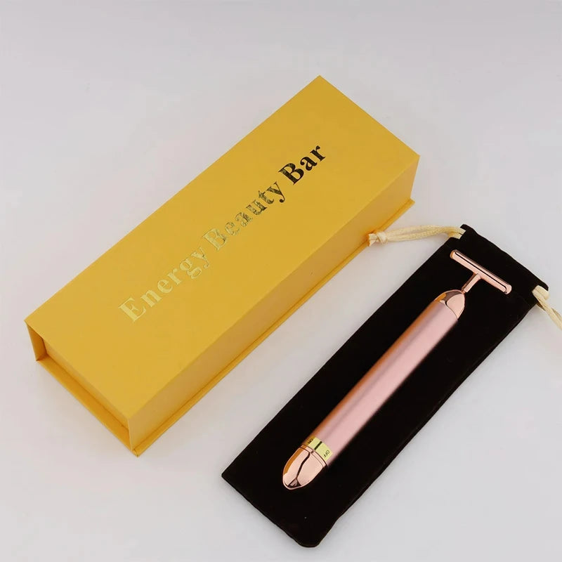 24K Gold T-Shape Vibrating Face Roller