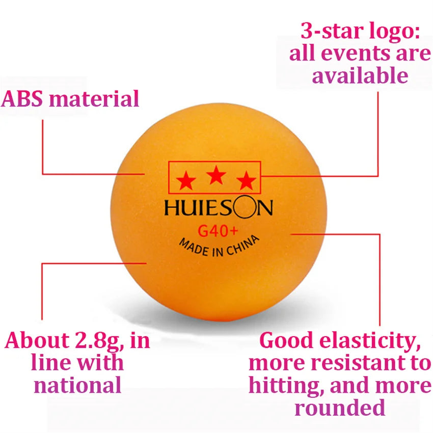Huieson 3-Star ABS 40+ Ping Pong Balls (20–100pcs)