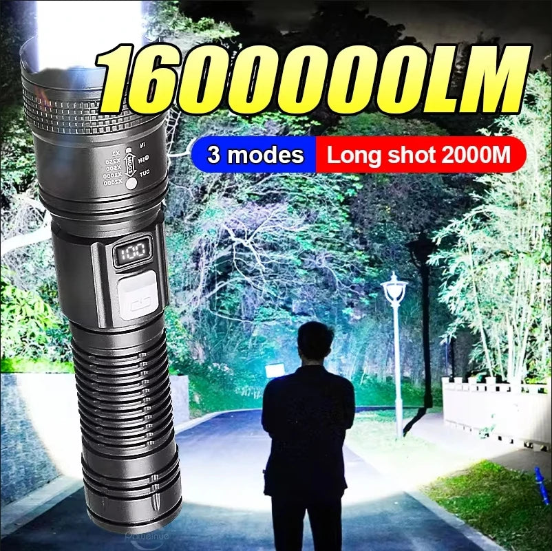 1,600,000LM USB Rechargeable LED Tactical Flashlight