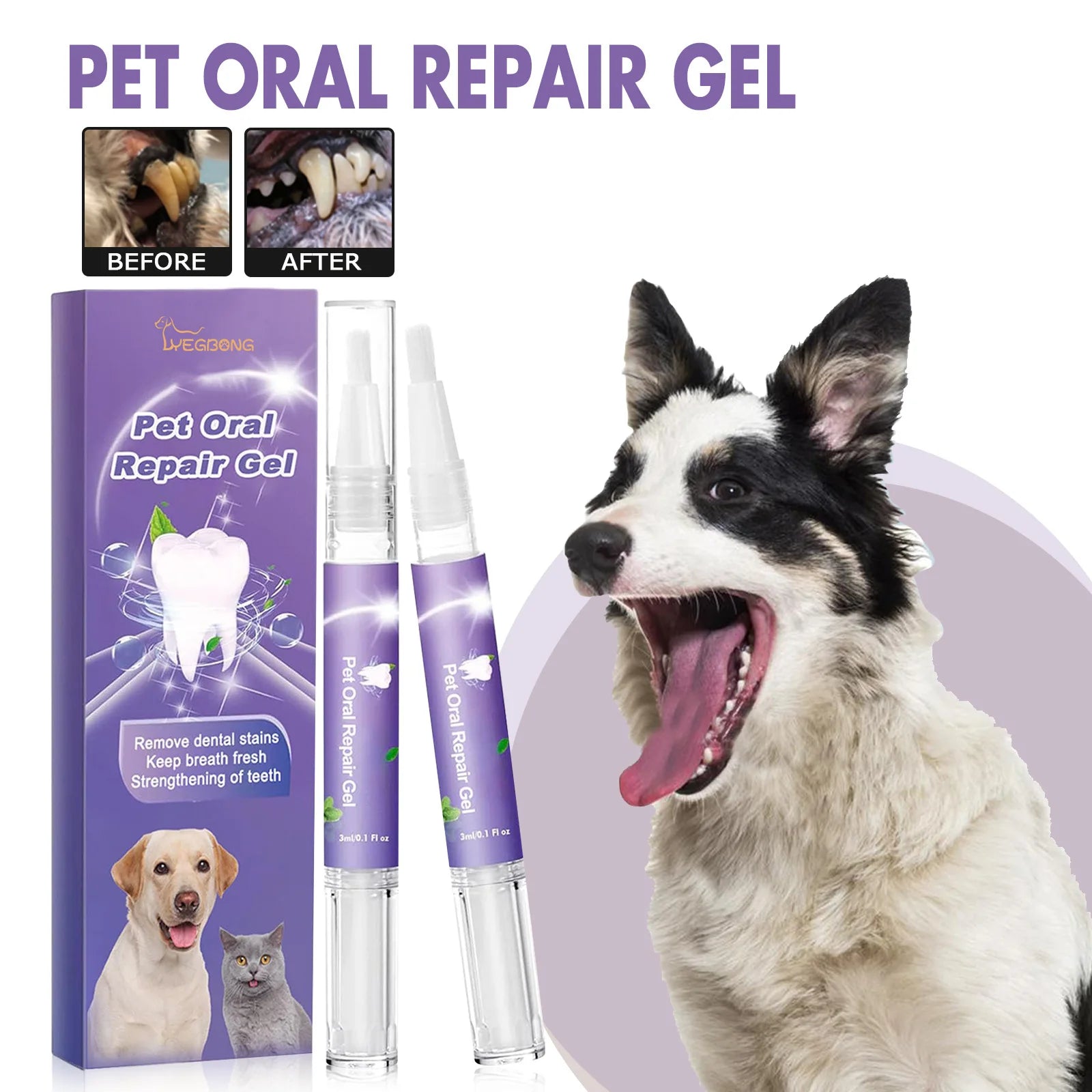 2pcs Pet Teeth Cleaning Pen with Oral Gel