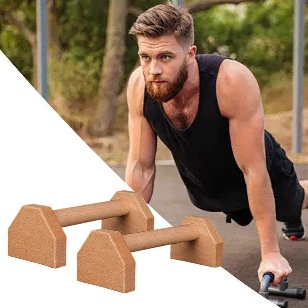 Wooden Push-Up Bars with Non-Slip Base