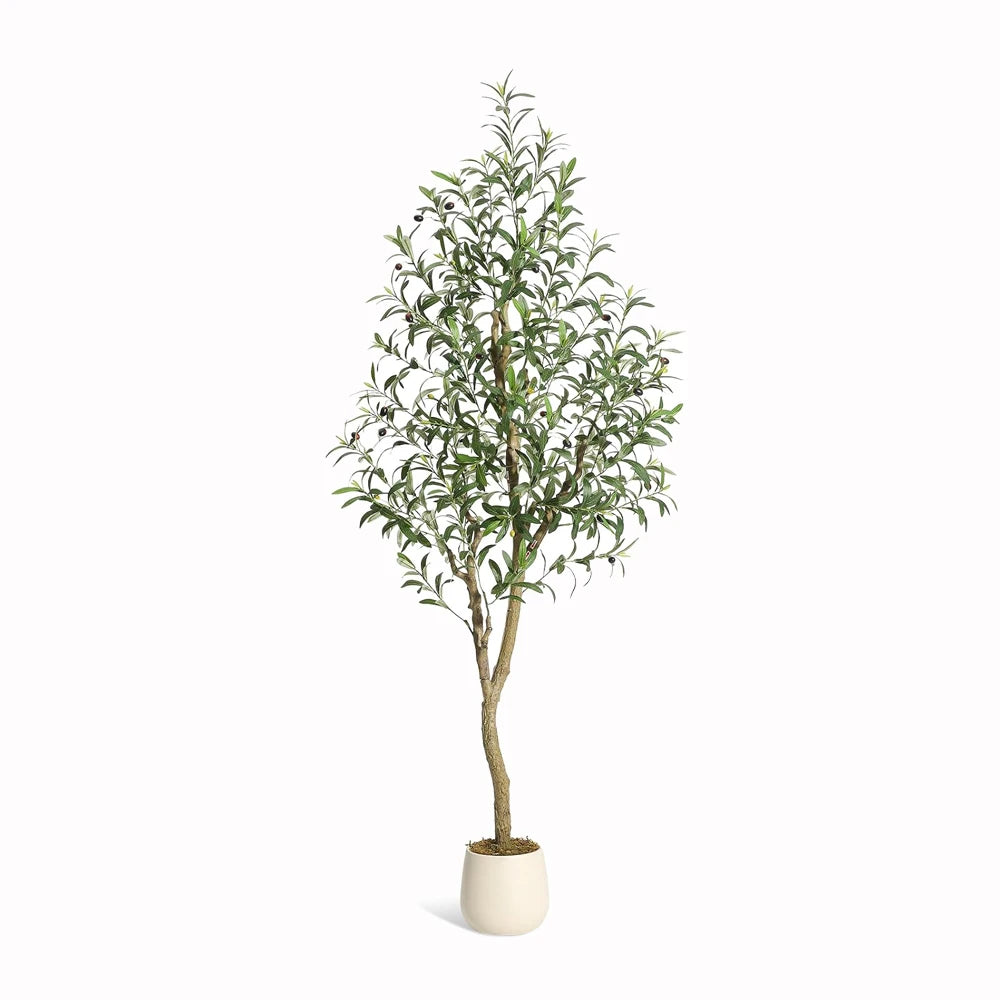 5-7ft Artificial Olive Tree with White Planter