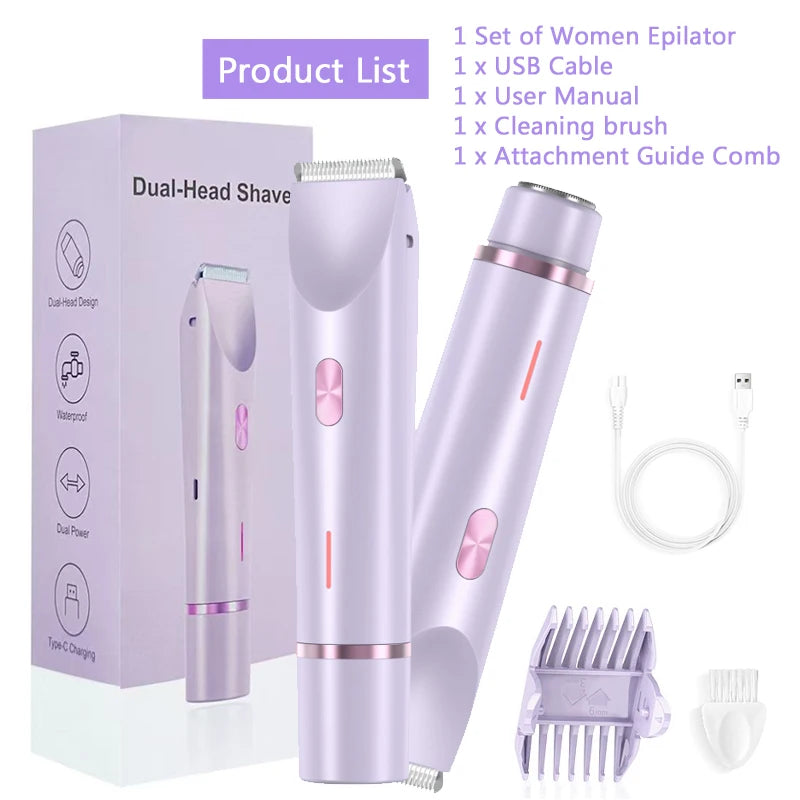2-in-1 Electric Razor & Bikini Trimmer for Women