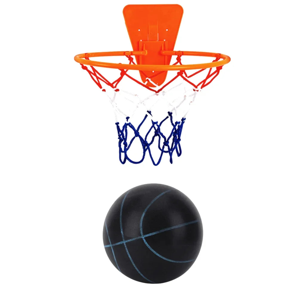 21cm Silent Grip Basketball – Size 5 (Black with Rim)